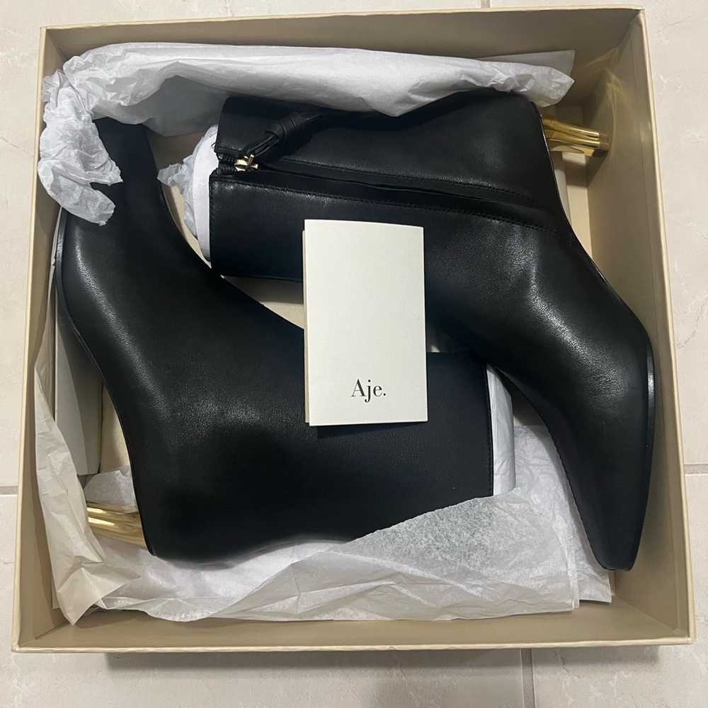 Aje Black and Gold Heeled Boots